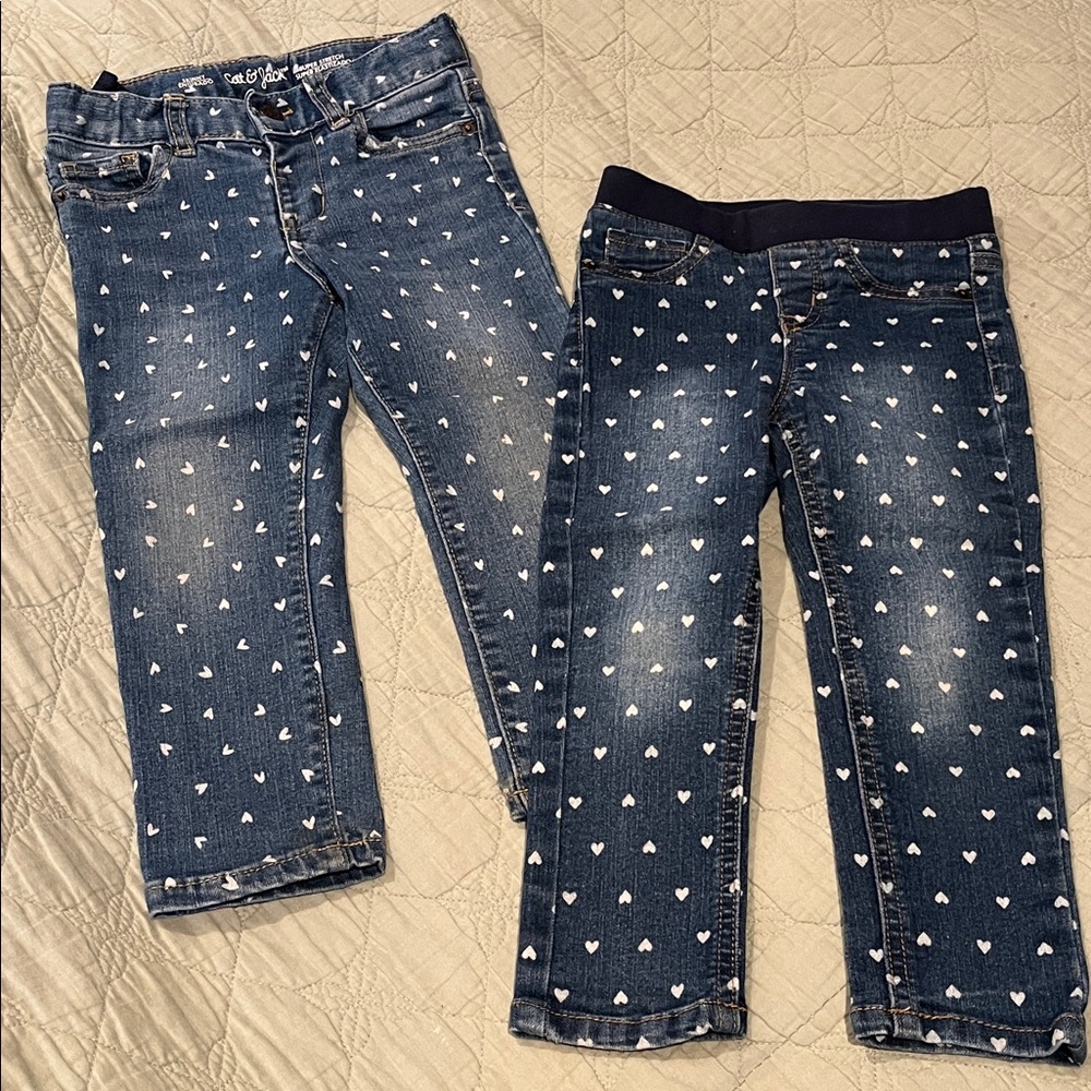 2 prs of Heart Jeans- both “Cat & Jack” - girls’ size 3T